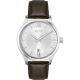 Hugo Boss Elite Silver Dial Brown Leather Strap 1514064