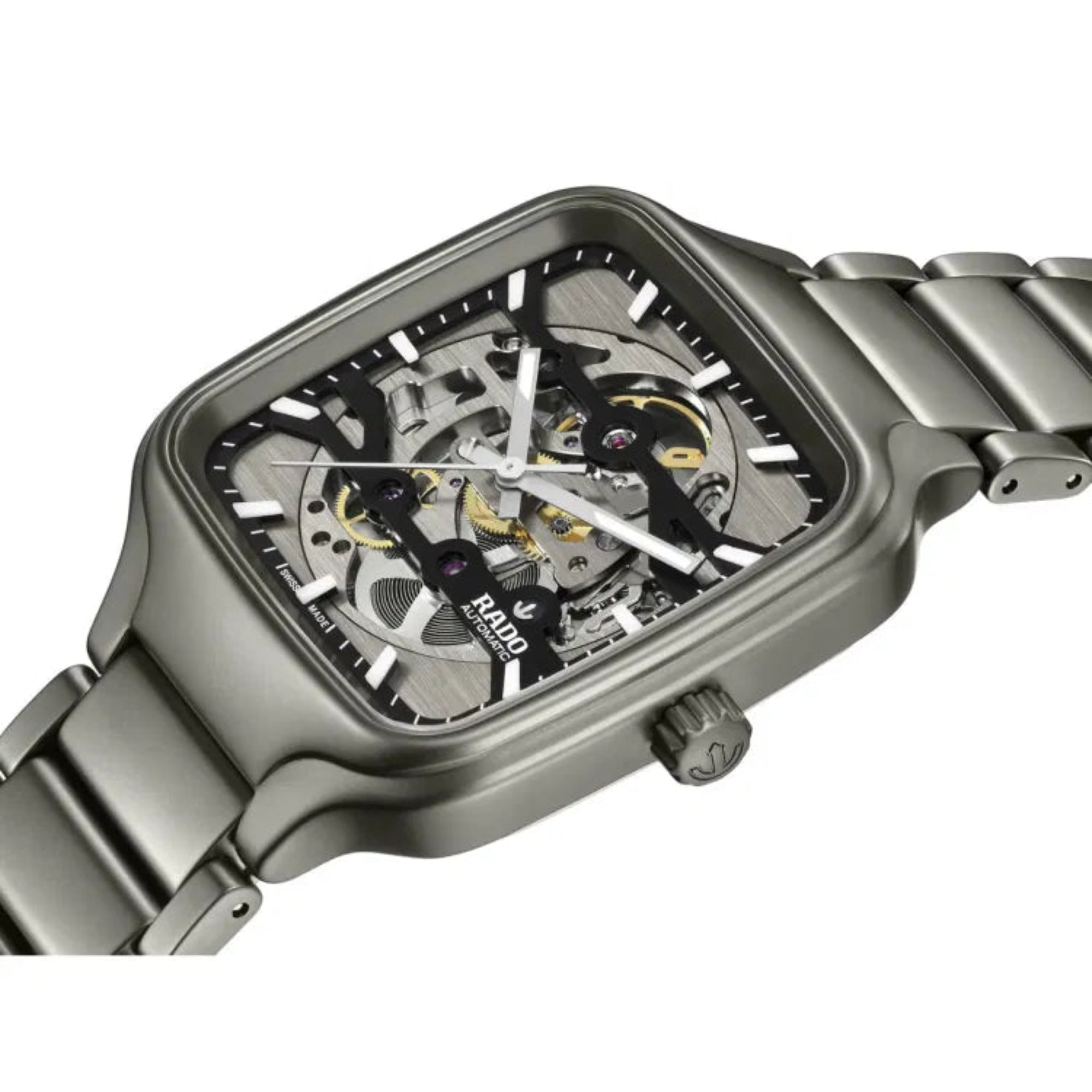 Rado R27196152  Unisex  Automatic True Square Skeleton Gray Ceramic Bracelet Watch 38mm - Bijoux Eclore