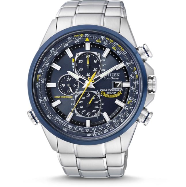 New Citizen Eco Drive Blue Anlges World Chronograph A-T Men's Watch AT8020-54L