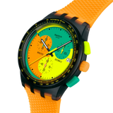 Swatch Originals Neon Signal Flag Chronograph Quartz Multicoloured Dial Silicone Strap Unisex Watch SUSB422 - Bijoux Eclore