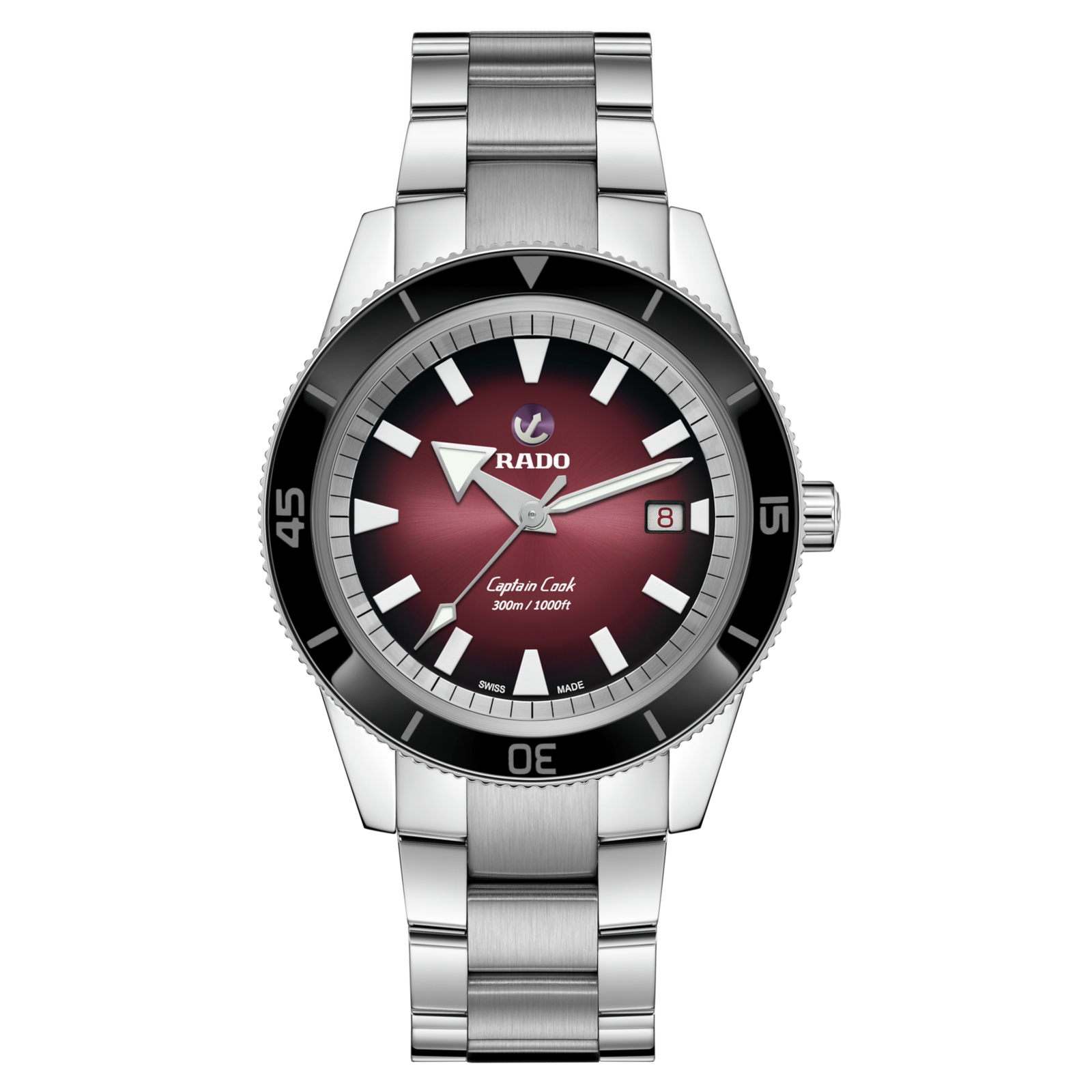 Rado Captain Cook Automatic Red Dial Stainless Steel Watch R32105353
