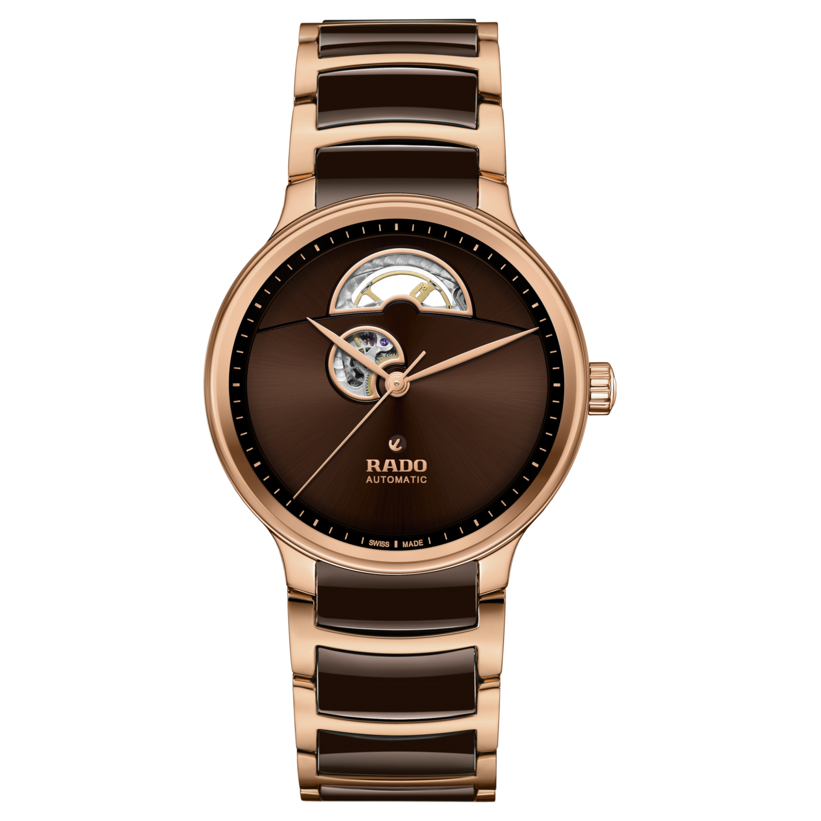 Rado Centrix Automatic Open Heart Brown Dial Rose Gold-Tone R30013302