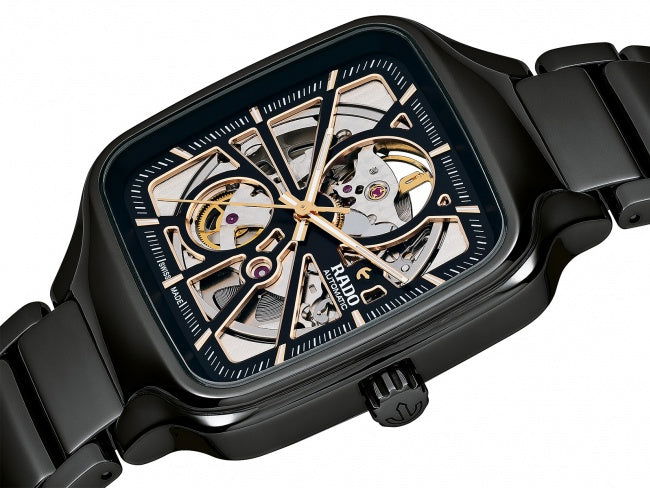 Rado True Square Black Ceramic Automatic Open Heart Watch R27086162