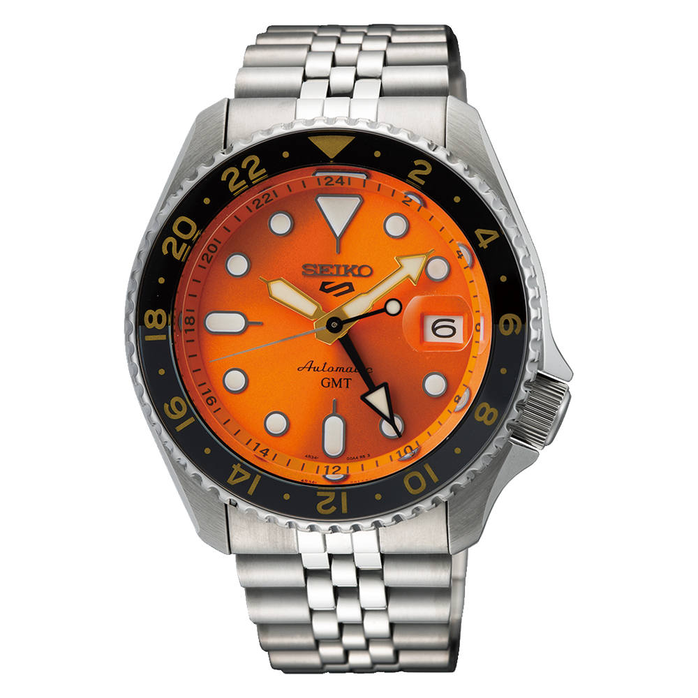 Seiko 5 Sports GMT Automatic Orange Dial Men's Watch SSK005