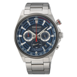 Seiko  Men's Essentials Stainless Steel Blue Dial Chronograph Watch SSB407P1