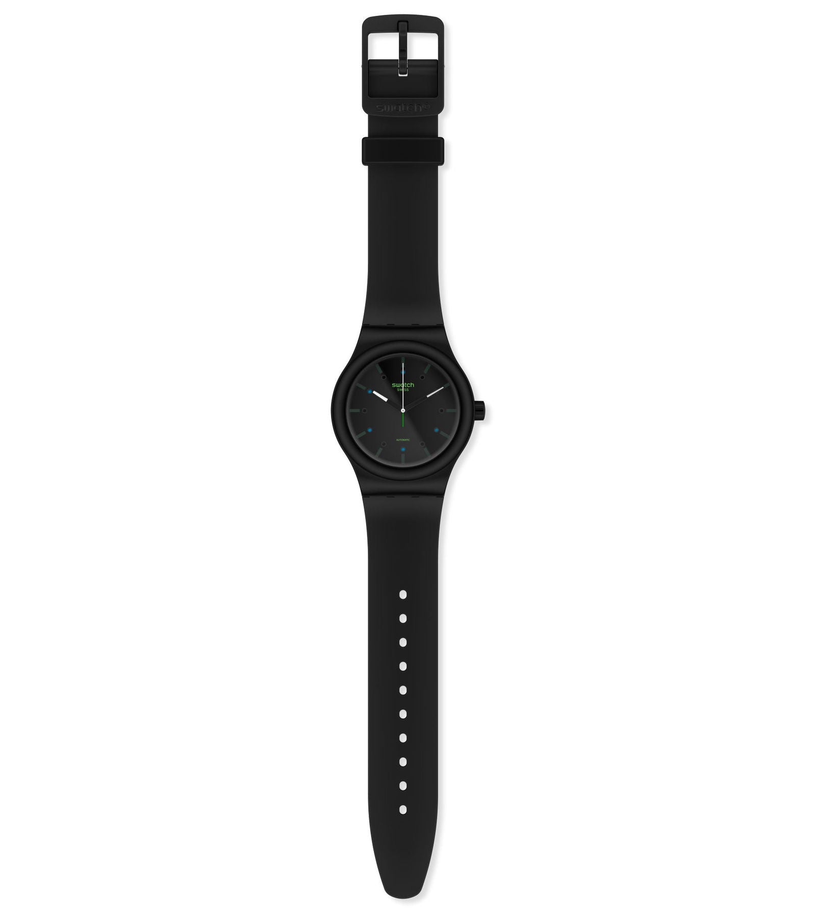 Swatch AM51 Automatic Black Dial Black Silicone Watch SO30B400