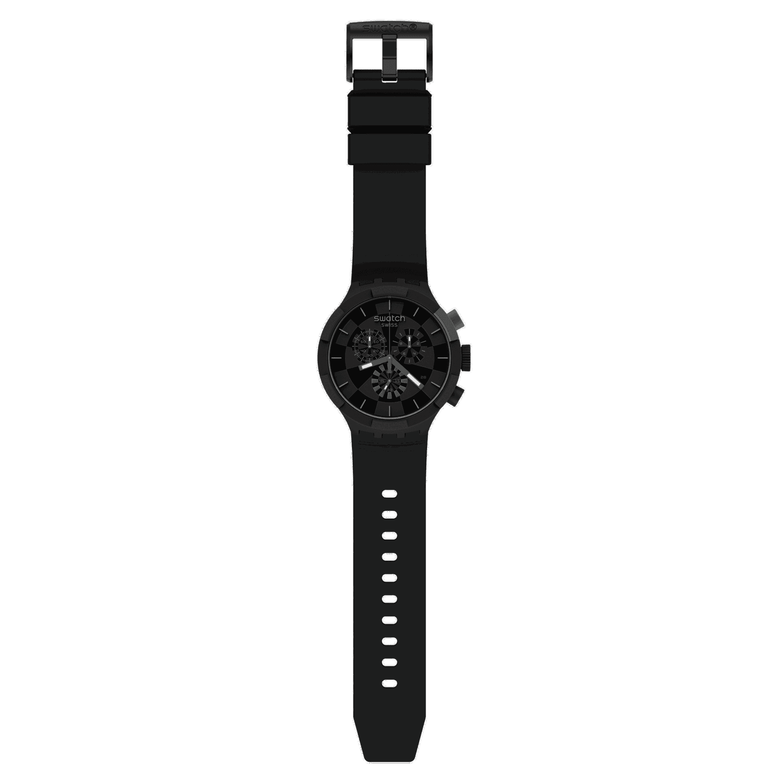 Swatch Checkpoint Black Quartz Black Dial Silicone Strap Watch SB02B400