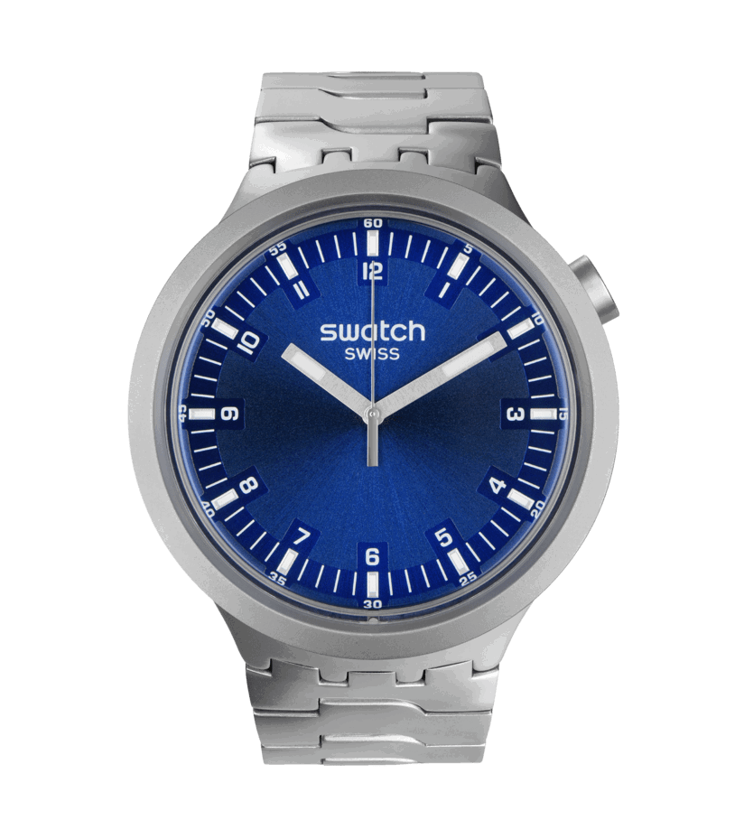 Swatch Indigo Hour Quartz Blue Dial Stainless Steel Unisex Watch SB07S102G