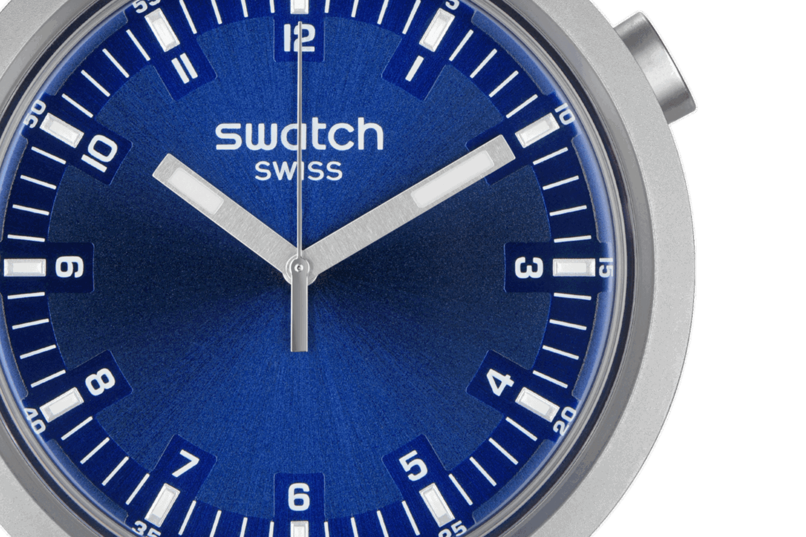 Swatch Indigo Hour Quartz Blue Dial Stainless Steel Unisex Watch SB07S102G