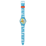 Swatch The Simpsons Angel Bart Light Blue Watch with Bart Cupid and Clouds SO28Z115