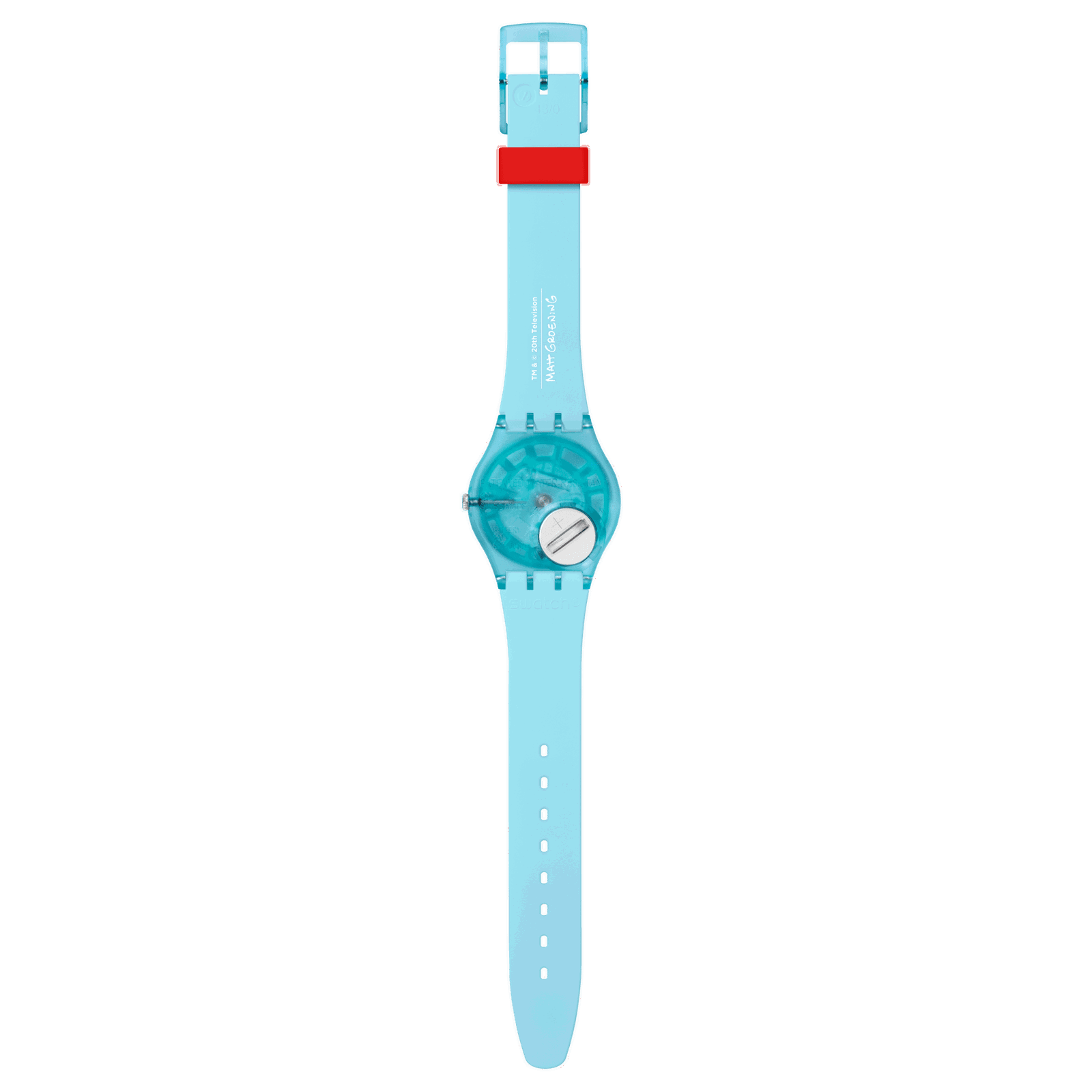 Swatch The Simpsons Angel Bart Light Blue Watch with Bart Cupid and Clouds SO28Z115