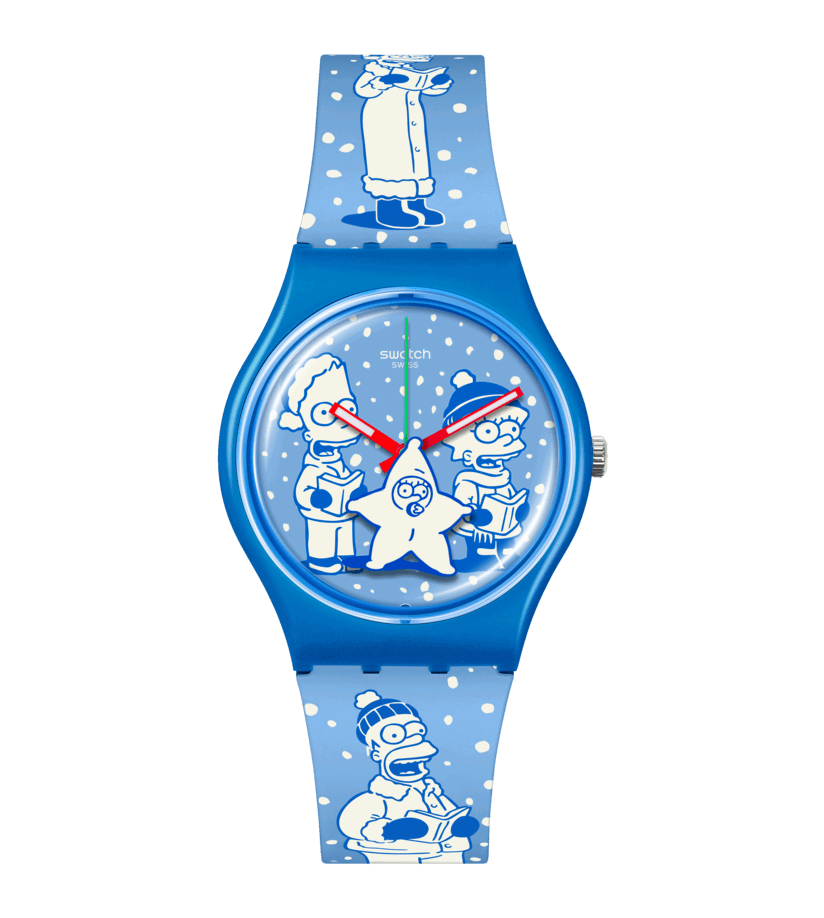 Swatch Tidings Of Joy Light blue silicone strap unisex Watch SO28Z126