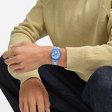 Swatch Tidings Of Joy Light blue silicone strap unisex Watch SO28Z126