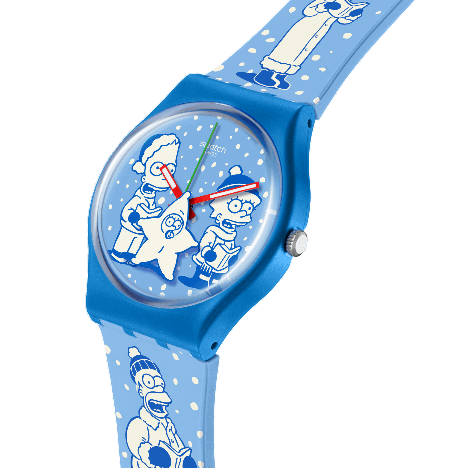 Swatch Tidings Of Joy Light blue silicone strap unisex Watch SO28Z126