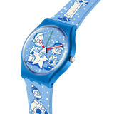 Swatch Tidings Of Joy Light blue silicone strap unisex Watch SO28Z126
