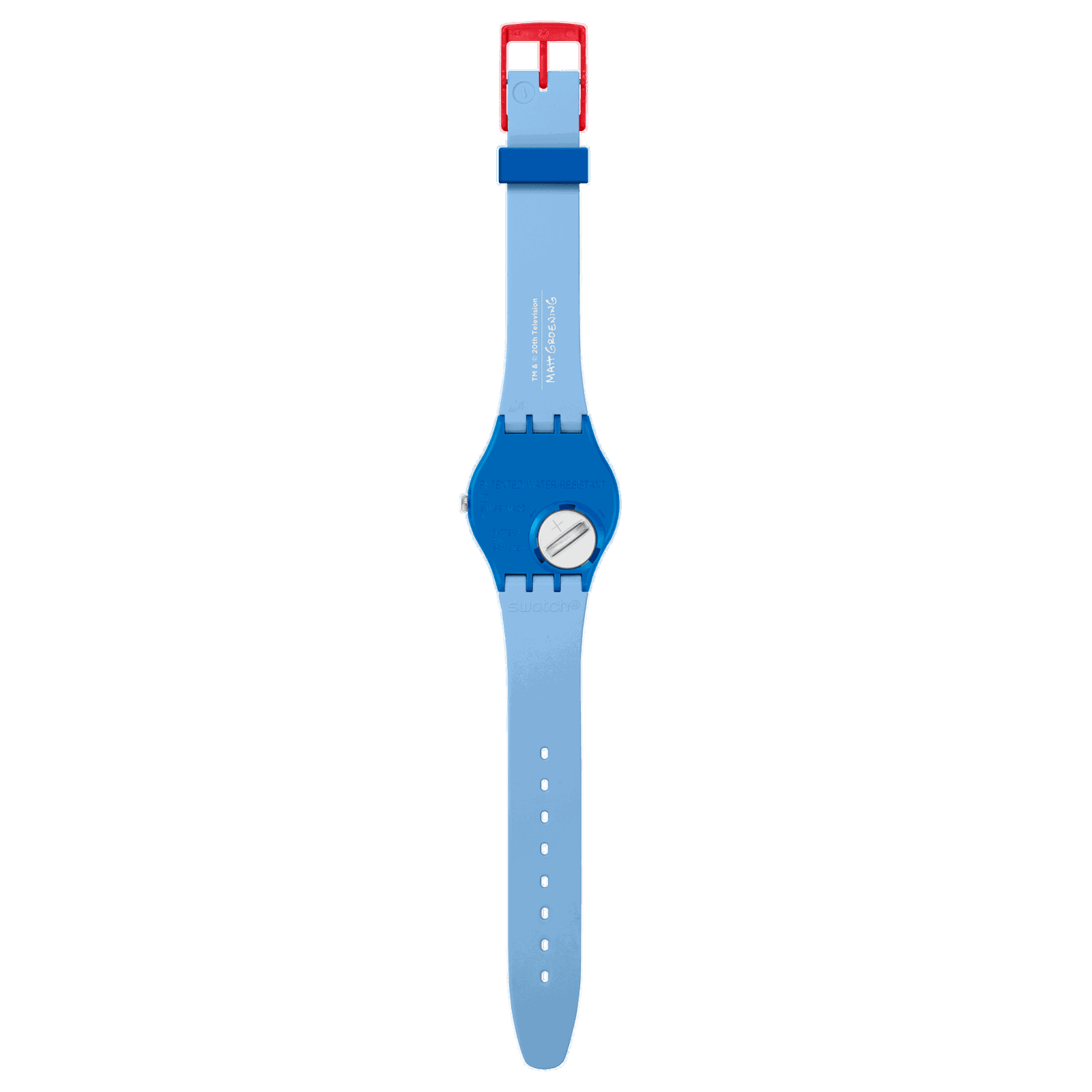 Swatch Tidings Of Joy Light blue silicone strap unisex Watch SO28Z126