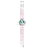 Swatch Ultrarose Quartz Ombre Dial White Pink Silicone Ladies Watch GE714