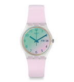 Swatch Ultrarose Quartz Ombre Dial White Pink Silicone Ladies Watch GE714