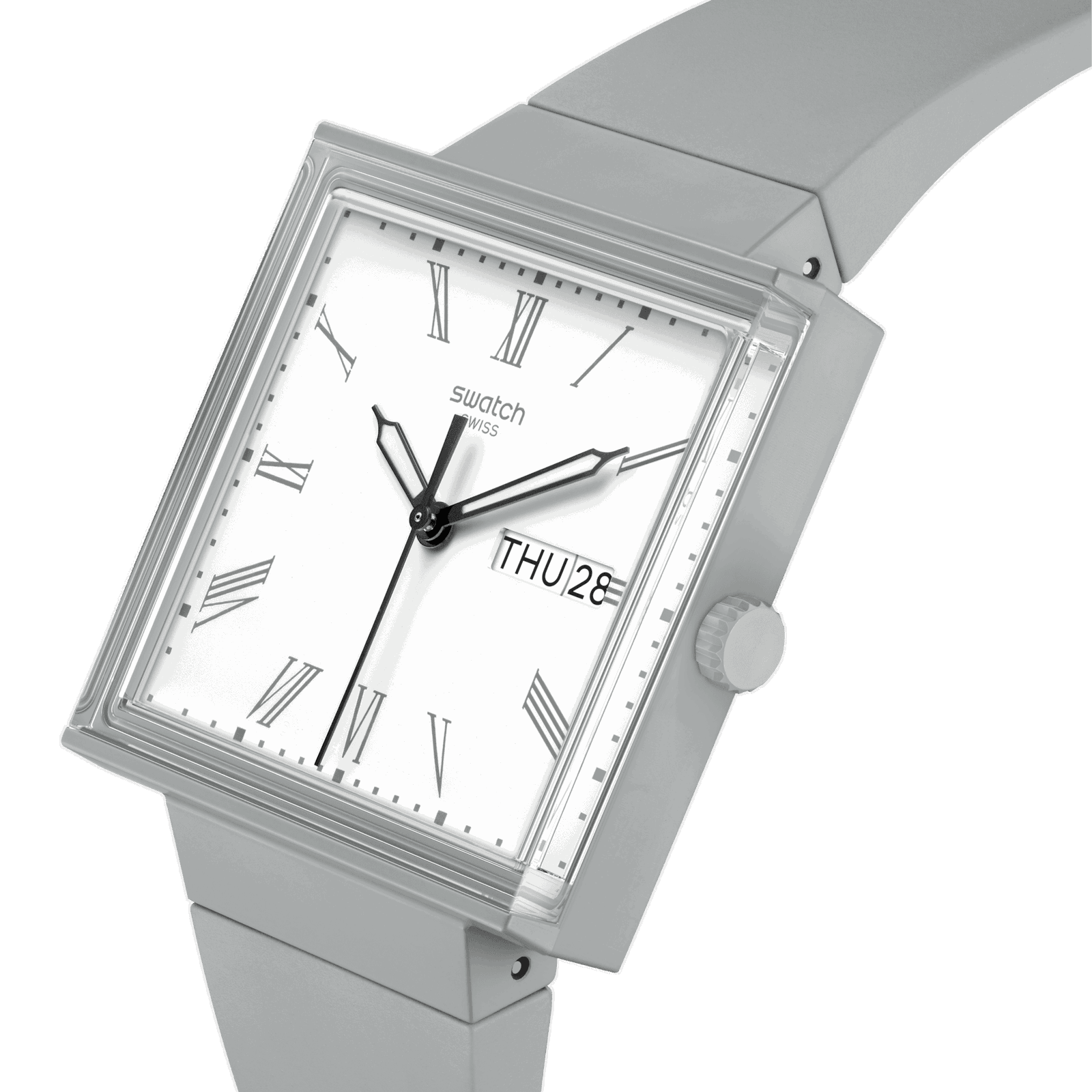Swatch WHAT IF…GRAY? Square Bioceramic Unisex Watch SO34M700