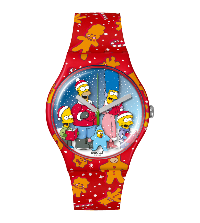 Swatch Wondrous Winter Wonderland Dial Red Silicone Strap Unisex Watch SUOZ361
