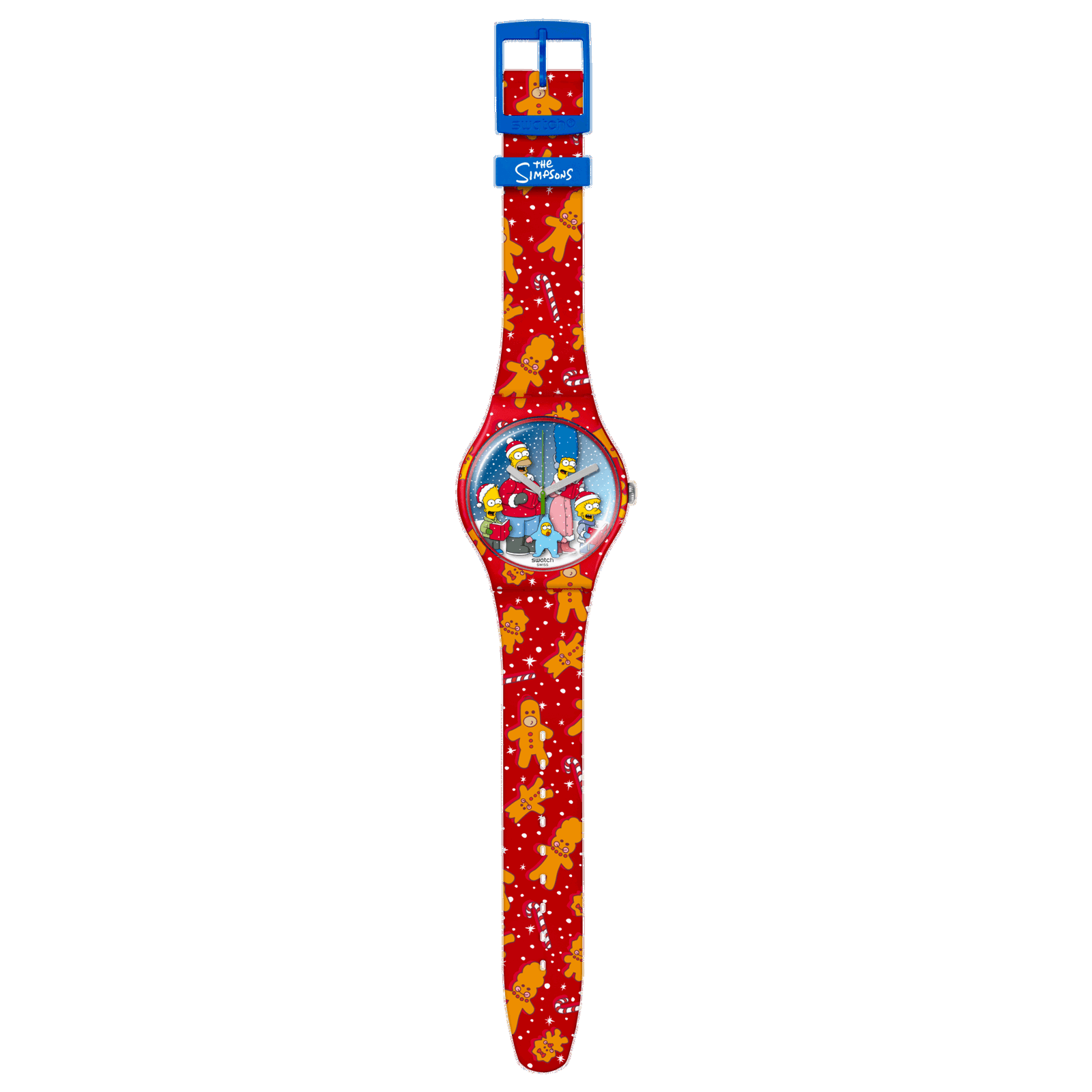 Swatch Wondrous Winter Wonderland Dial Red Silicone Strap Unisex Watch SUOZ361