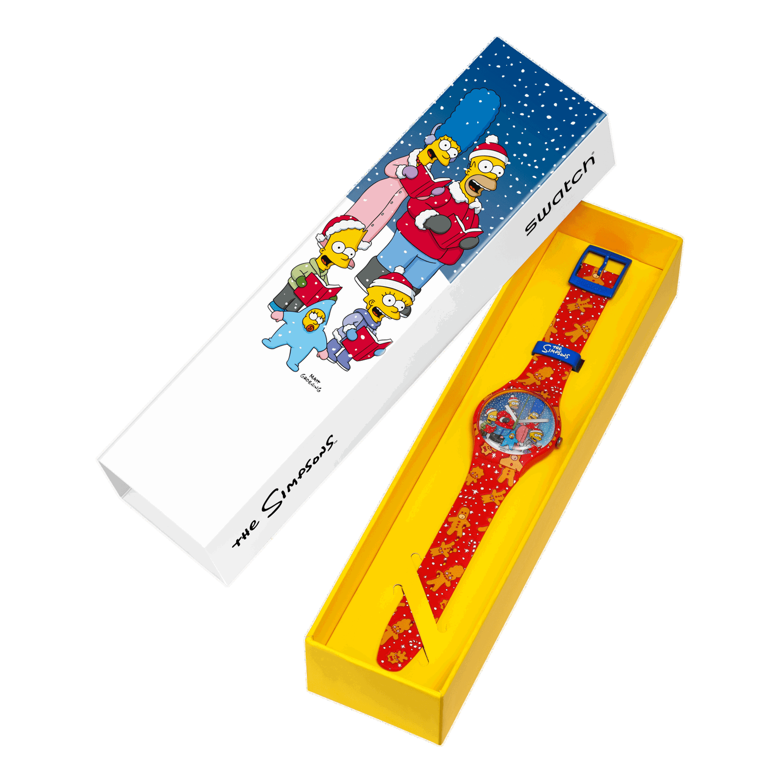 Swatch Wondrous Winter Wonderland Dial Red Silicone Strap Unisex Watch SUOZ361