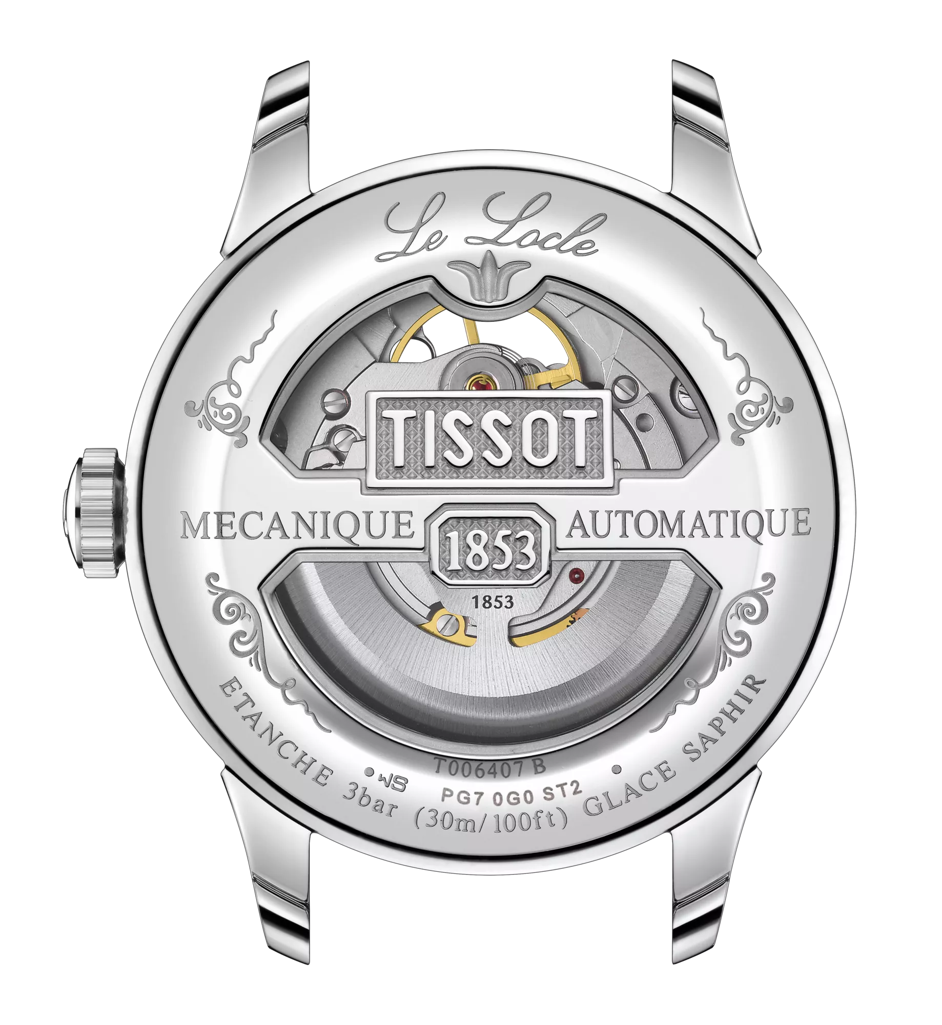 Tissot Le Locle Powermatic 80 Open Heart Silver-Tone Dial Brown Leather T006.407.16.033.01 - Bijoux Eclore