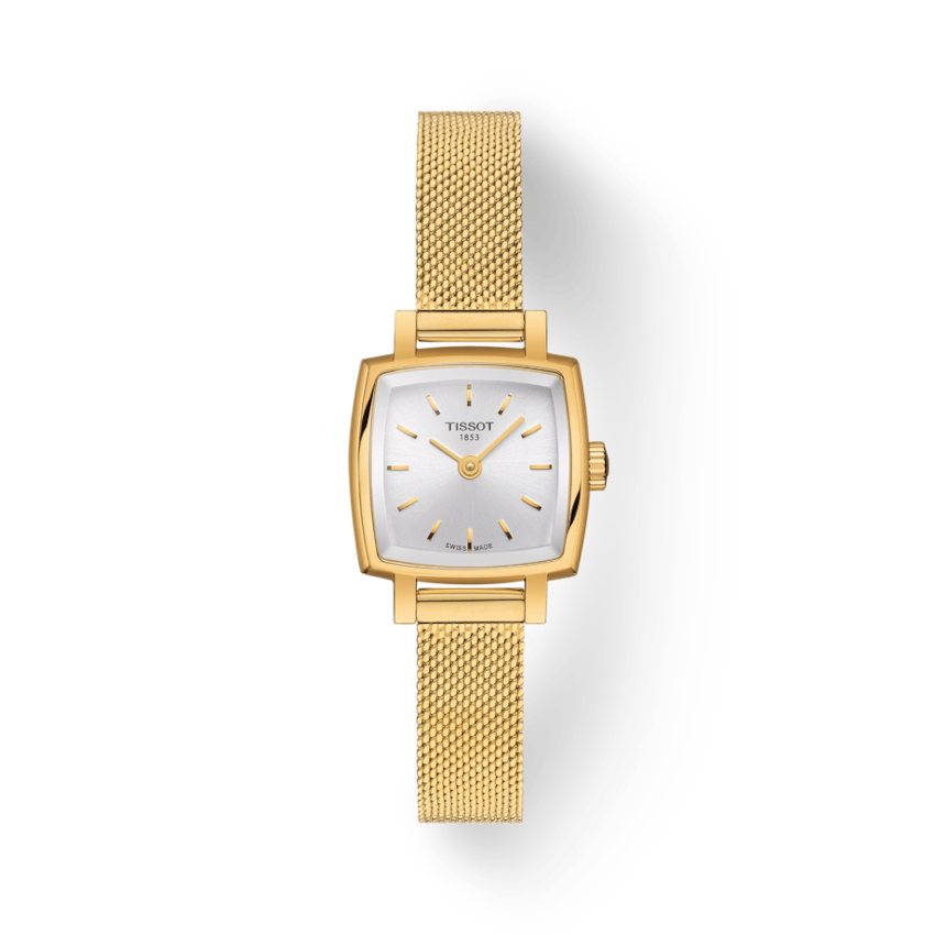 Tissot Lovely Square Silver Dial Gold Mesh Band Women's Watch T058.109.33.031.00