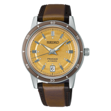 Seiko SRPL75J1  Presage Ship from Taiwan Presage  Automatic Style 60s Yellow Gold Dial Leather Japan Made - Bijoux Eclore