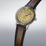 Seiko SRPL75J1  Presage Ship from Taiwan Presage  Automatic Style 60s Yellow Gold Dial Leather Japan Made - Bijoux Eclore